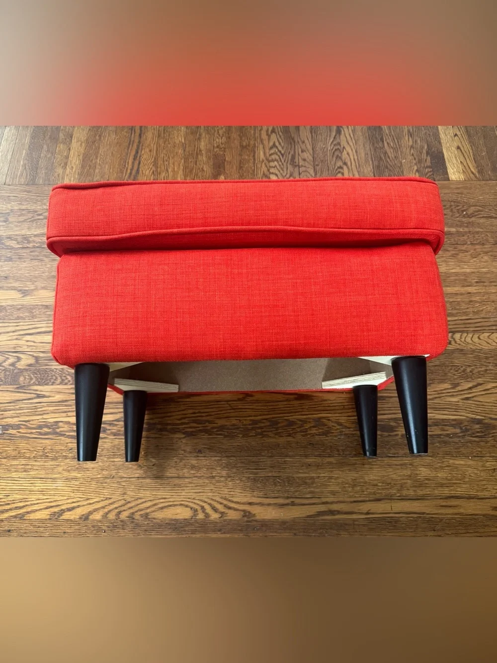 SUNKIST ORANGE 🍊 COLORED BRIGHT Upholstered Accent Ottoman Bench - Brand IKEA.